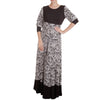 Muslim Printing Elastic Long Dress   black