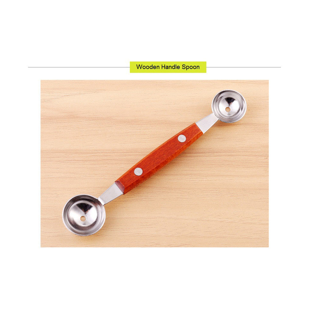 With a guarantee to pay compensations bad fruit carving knife fruit watermelon spoon to dig the ball spoon fruit watermelon spoon to dig the ball is stainless steel   Spoon Wooden Handle - Mega Save Wholesale & Retail