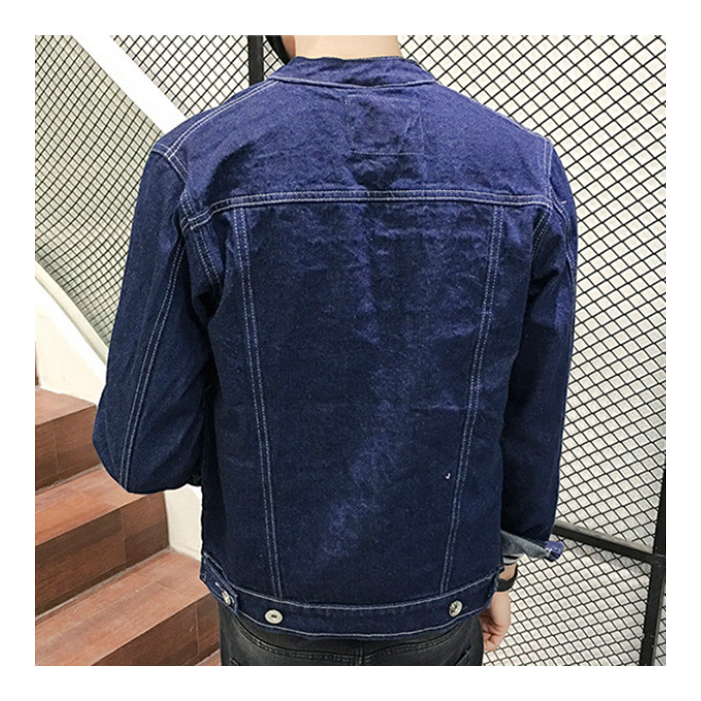 Jeans Denim Jacket Top Coat Stand Collar  M - Mega Save Wholesale & Retail - 3