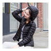 Woman Hooded Down Coat Short Thin Light Slim Plus Size   black    S - Mega Save Wholesale & Retail - 2