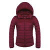 Woman Hooded Down Coat Short Thin Light Slim Plus Size   wine red    S - Mega Save Wholesale & Retail - 1