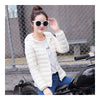 Woman Hooded Down Coat Short Thin Light Slim Plus Size   cream white   S - Mega Save Wholesale & Retail - 2