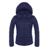 Woman Hooded Down Coat Short Thin Light Slim Plus Size   navy   S - Mega Save Wholesale & Retail - 1