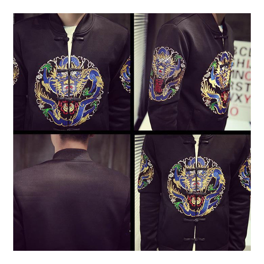 Man Chinese Style Dragon Embroidery Jacket   M - Mega Save Wholesale & Retail - 4