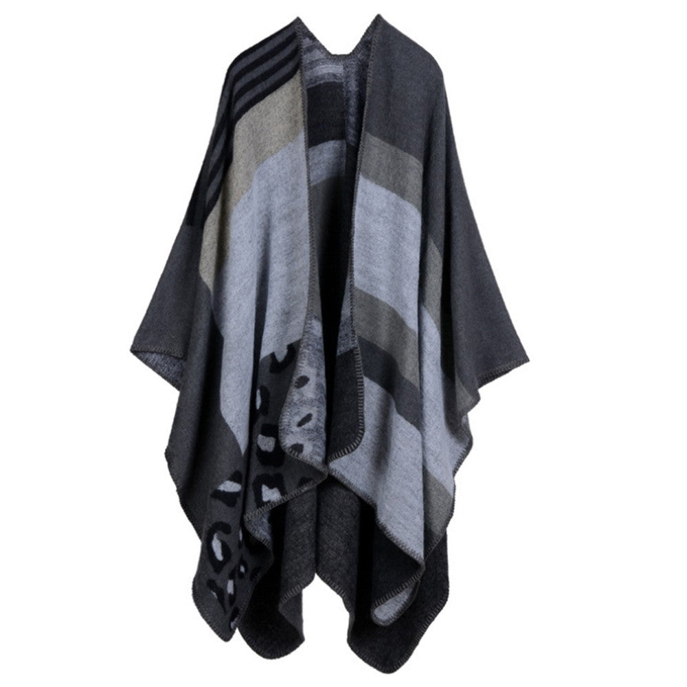 Thick Long Decorative Cloak Tippet Scarf    leopard print black - Mega Save Wholesale & Retail