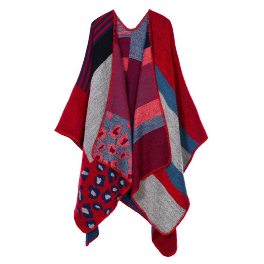 Thick Long Decorative Cloak Tippet Scarf    leopard print red - Mega Save Wholesale & Retail