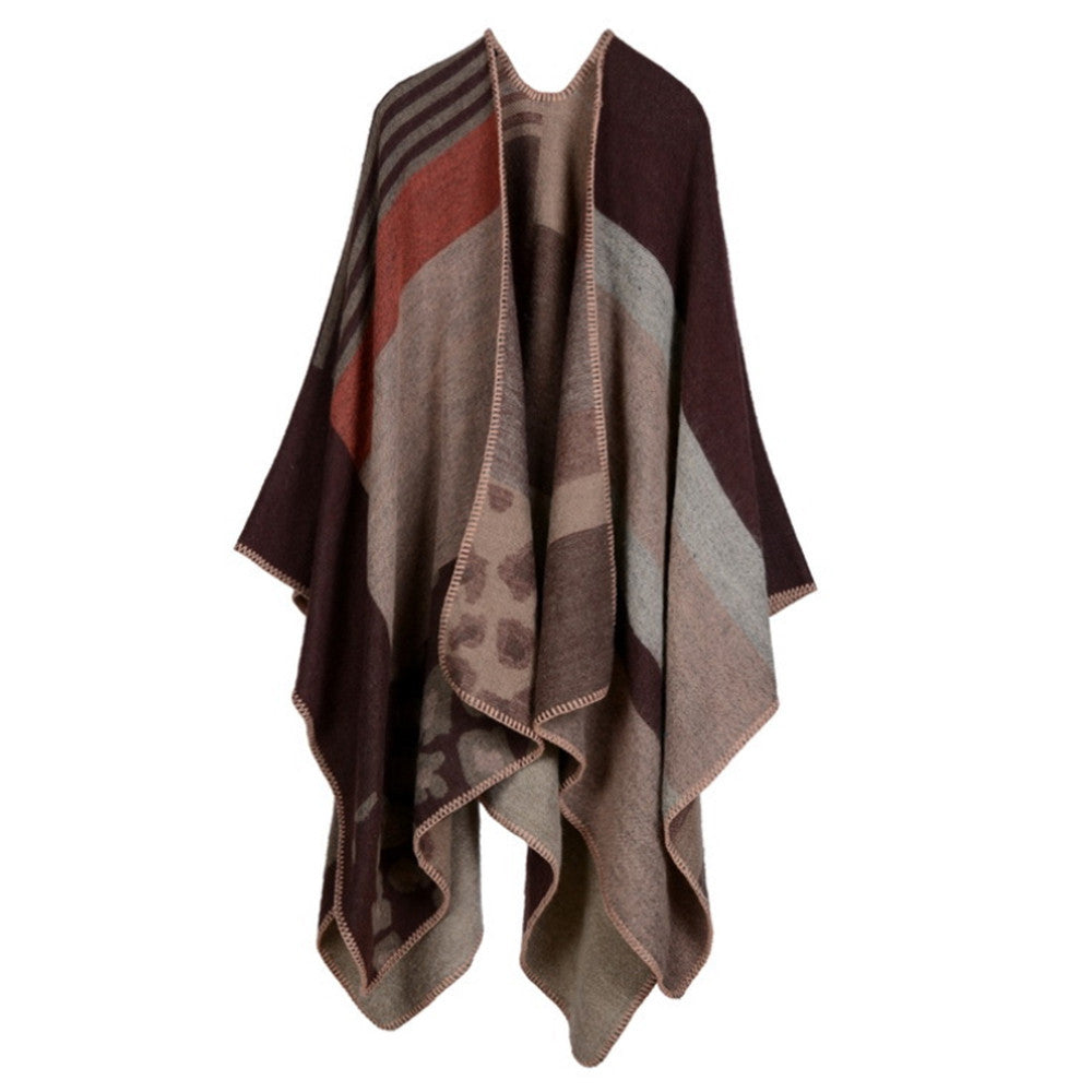 Thick Long Decorative Cloak Tippet Scarf    leopard print coffee - Mega Save Wholesale & Retail