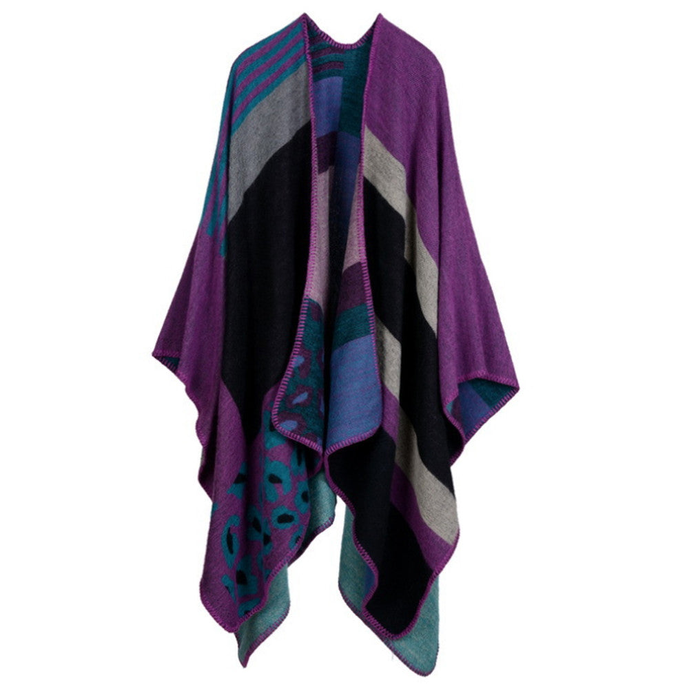 Thick Long Decorative Cloak Tippet Scarf    leopard print purple - Mega Save Wholesale & Retail
