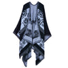 Thick Long Decorative Cloak Tippet Scarf    flower black - Mega Save Wholesale & Retail