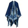 Thick Long Decorative Cloak Tippet Scarf    flower navy - Mega Save Wholesale & Retail