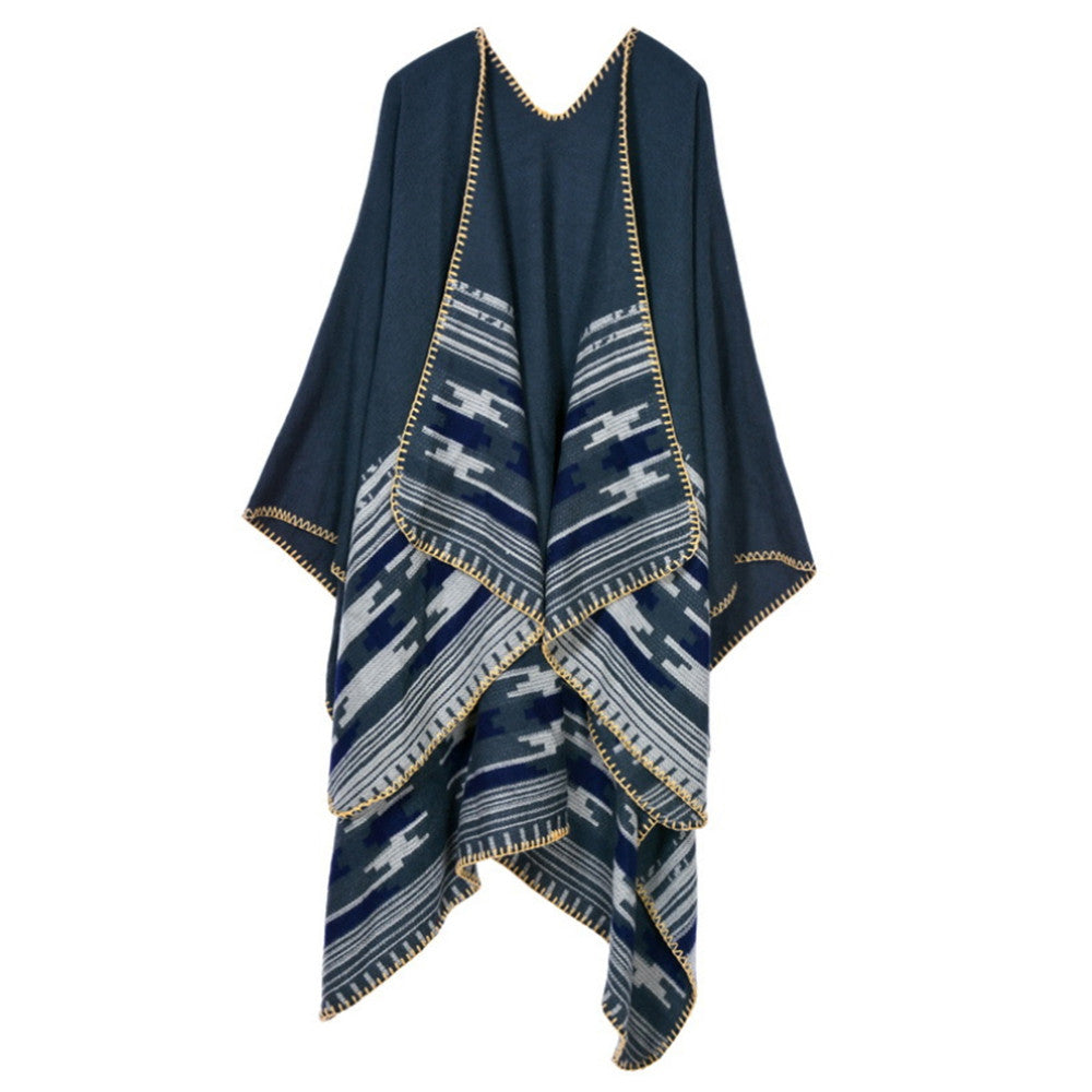 Thick Long Decorative Cloak Tippet Scarf    national grey - Mega Save Wholesale & Retail