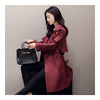 Woman Middle Long Wind Coat Casual Slim Plus Size   claret   S - Mega Save Wholesale & Retail - 2