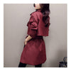 Woman Middle Long Wind Coat Casual Slim Plus Size   claret   S - Mega Save Wholesale & Retail - 4