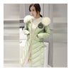 Thick Fox Fur Collar Woman Down Coat Warm Long   green   S - Mega Save Wholesale & Retail - 1
