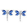 Dragonfly Shape Zircon Earrings    platinum plated blue zircon - Mega Save Wholesale & Retail - 1