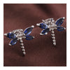 Dragonfly Shape Zircon Earrings    platinum plated blue zircon - Mega Save Wholesale & Retail - 2