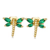 Dragonfly Shape Zircon Earrings   gold plated green zircon - Mega Save Wholesale & Retail - 1