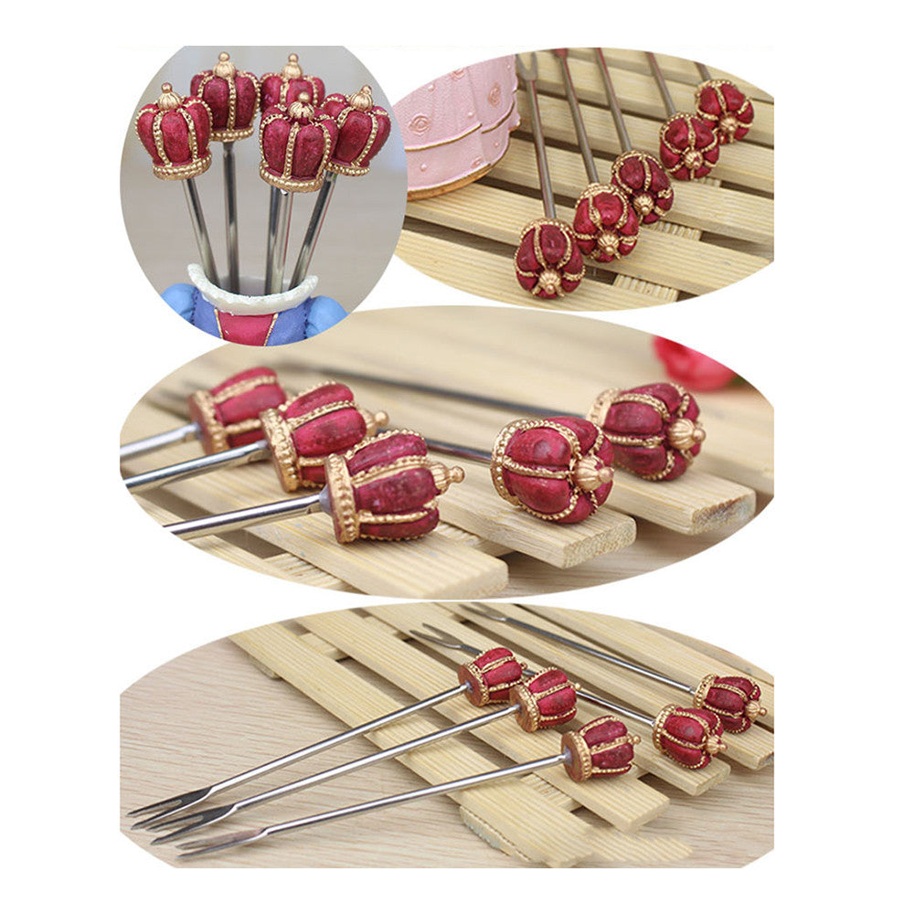 Stainless Steel Fruit Fork Creative Swan Suit   SG-4 pink - Mega Save Wholesale & Retail - 5