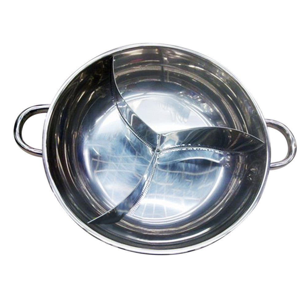 National free shipping stainless steel fondue pot duck pot with a lid shamisen lamb 3 three grid Cooker dedicated pot  34CM - Mega Save Wholesale & Retail - 1