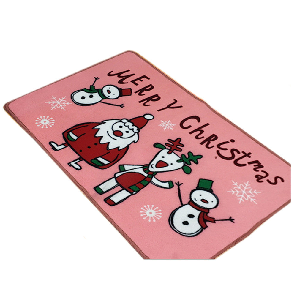 Christmas Series Ground Floor Foot Door Mat Carpet pink chiristmas - Mega Save Wholesale & Retail - 1