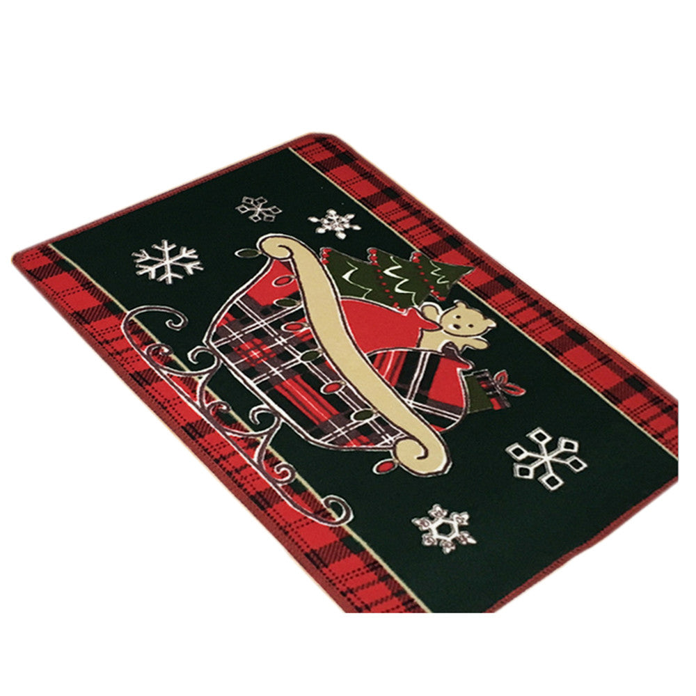 Christmas Series Ground Floor Foot Door Mat Carpet dark green carriage - Mega Save Wholesale & Retail - 1