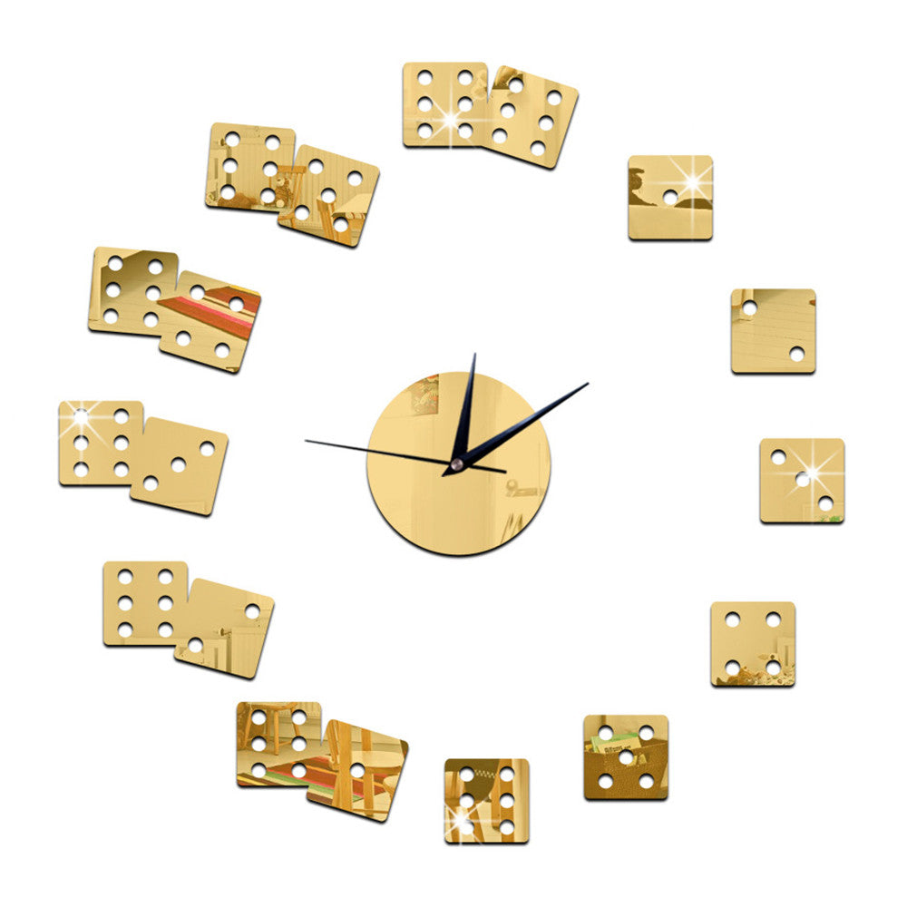 Living Room Wall Clock Mirror DIY Creative Dice    golden - Mega Save Wholesale & Retail