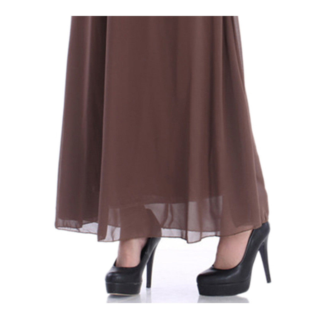 Muslim Long Dress Chiffon Vintage Sunday Clothes  red - Mega Save Wholesale & Retail - 3