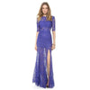 Europe won the  low V back charm eye eyelash lace fringed double high-slit dress skirt dress and manner Deep blue - Mega Save Wholesale & Retail - 1