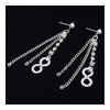 Stylish Fashionable Ear Studs Galvanized Silver Long Chains - Mega Save Wholesale & Retail - 3