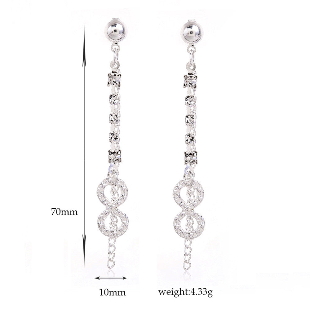 Stylish Fashionable Ear Studs Galvanized Silver Long Chains - Mega Save Wholesale & Retail - 4