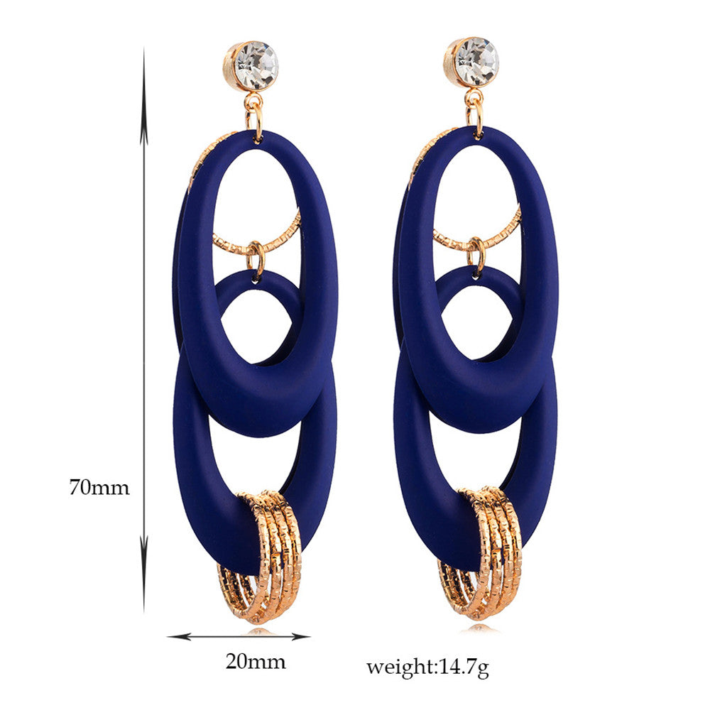 Exaggerated Earrings Stylish Double-layer Blue Circles - Mega Save Wholesale & Retail - 4