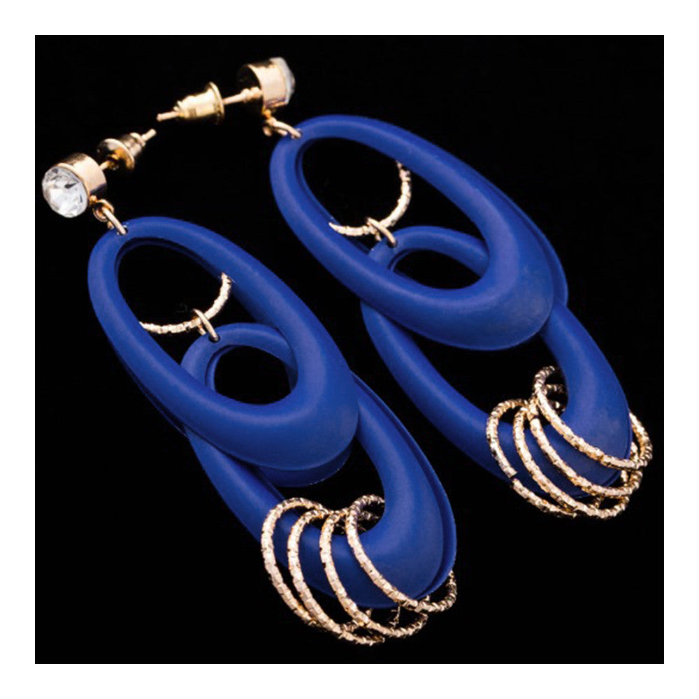 Exaggerated Earrings Stylish Double-layer Blue Circles - Mega Save Wholesale & Retail - 3
