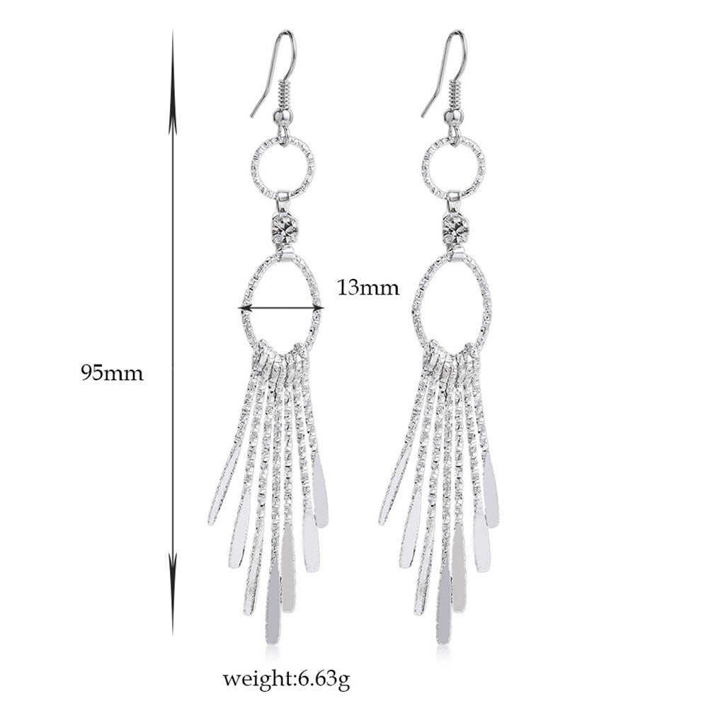 Long Earrings Tassel Silver Galvanized - Mega Save Wholesale & Retail - 4