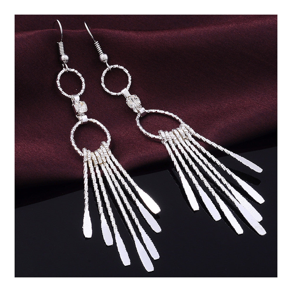 Long Earrings Tassel Silver Galvanized - Mega Save Wholesale & Retail - 3