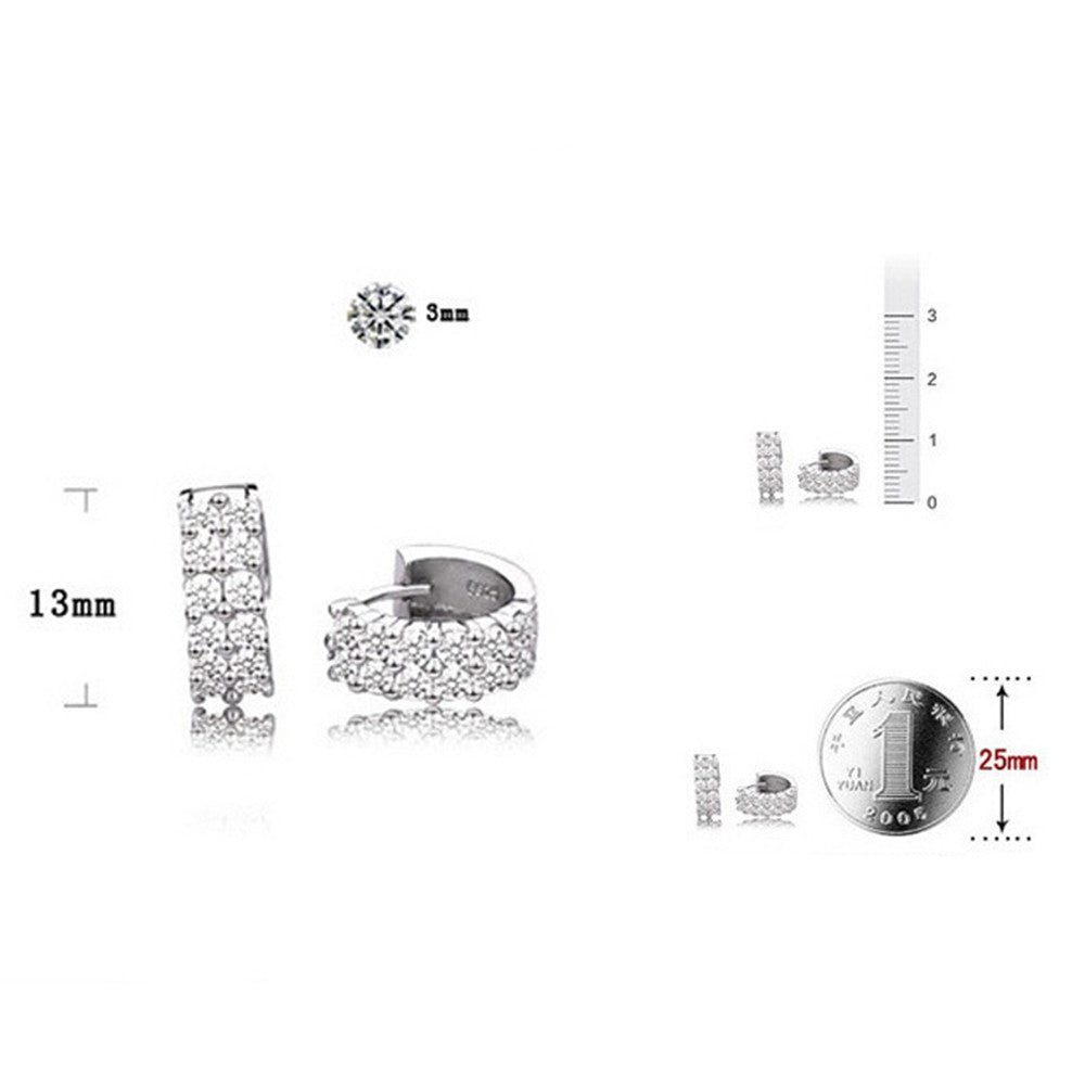 Earrings 925 Pure Silver Double Row - Mega Save Wholesale & Retail - 3