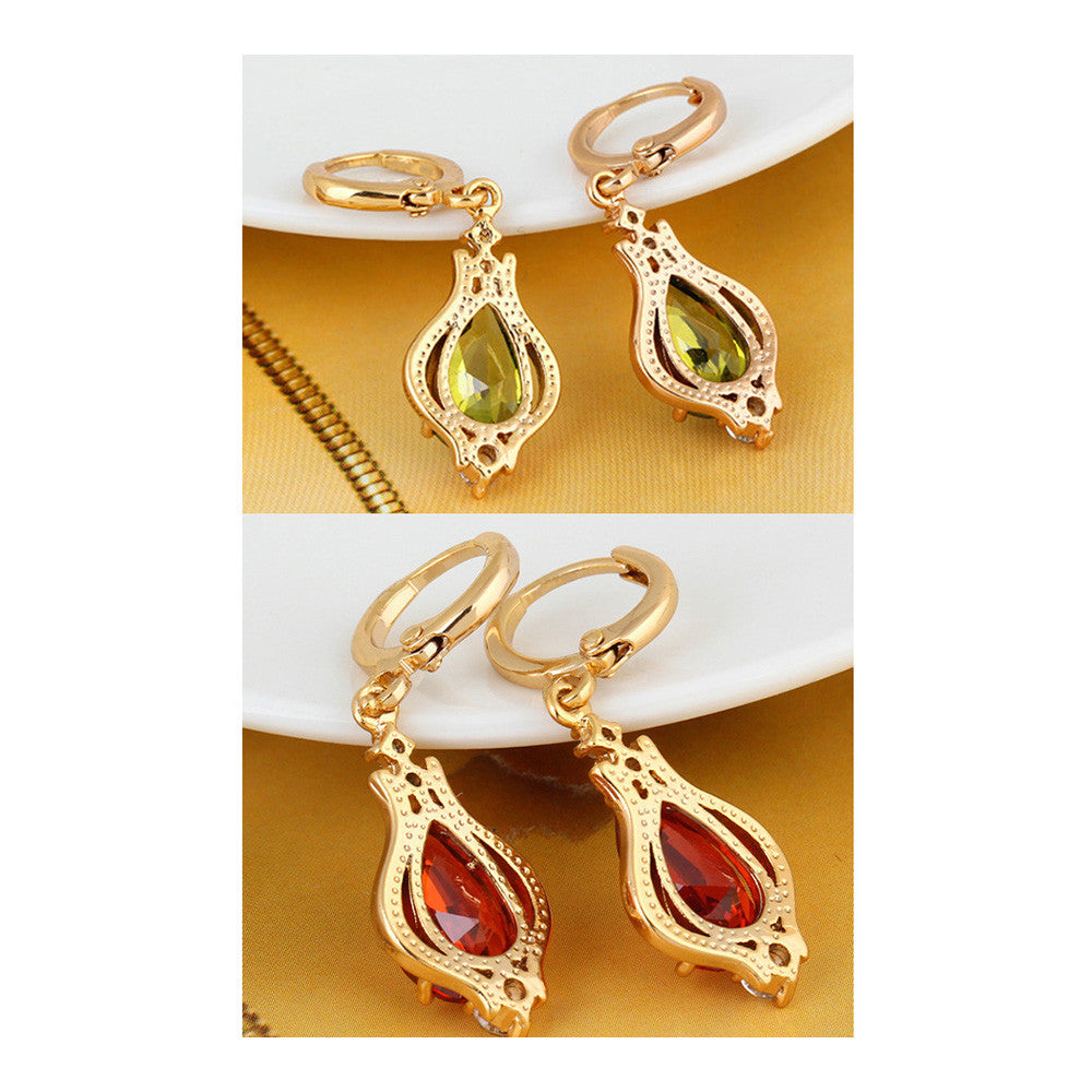 Zircon Earrings 18K Gold Galvanized   red - Mega Save Wholesale & Retail - 3