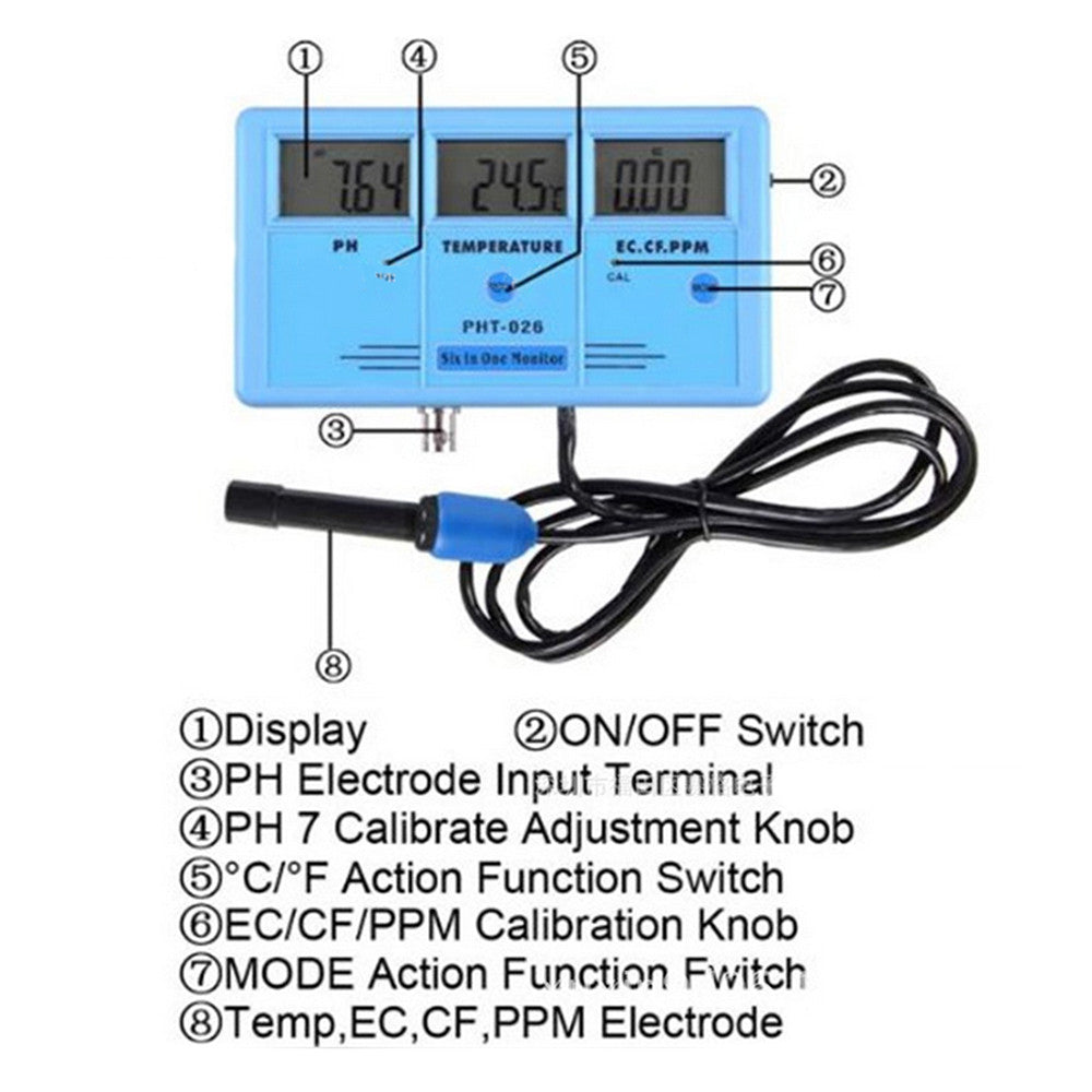 6in1 Meter Monitor EC CF TDS Water Quality Tester Aquarium PHT-026 - Mega Save Wholesale & Retail - 2