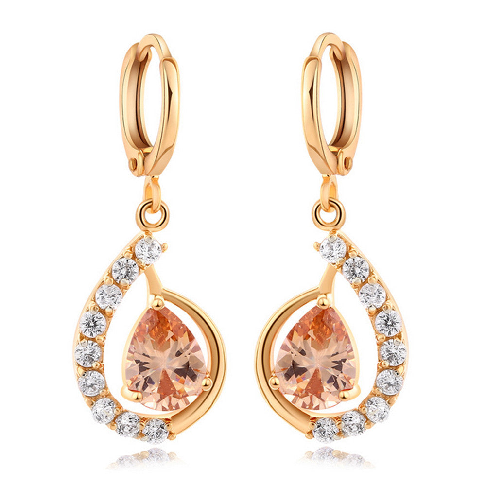 Fake Gold Earrings 18K    gold plated yellow zircon - Mega Save Wholesale & Retail - 1