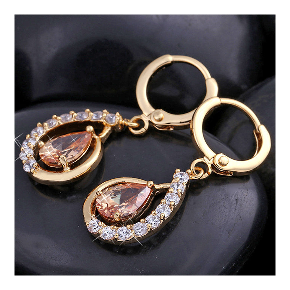 Fake Gold Earrings 18K    gold plated yellow zircon - Mega Save Wholesale & Retail - 2