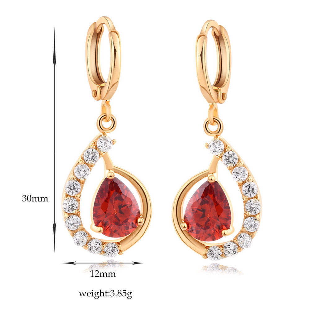 Fake Gold Earrings 18K    gold plated white zircon - Mega Save Wholesale & Retail - 3