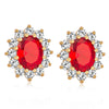Vintage Court Big Gem Ear Studs   gold plated red zircon - Mega Save Wholesale & Retail - 1