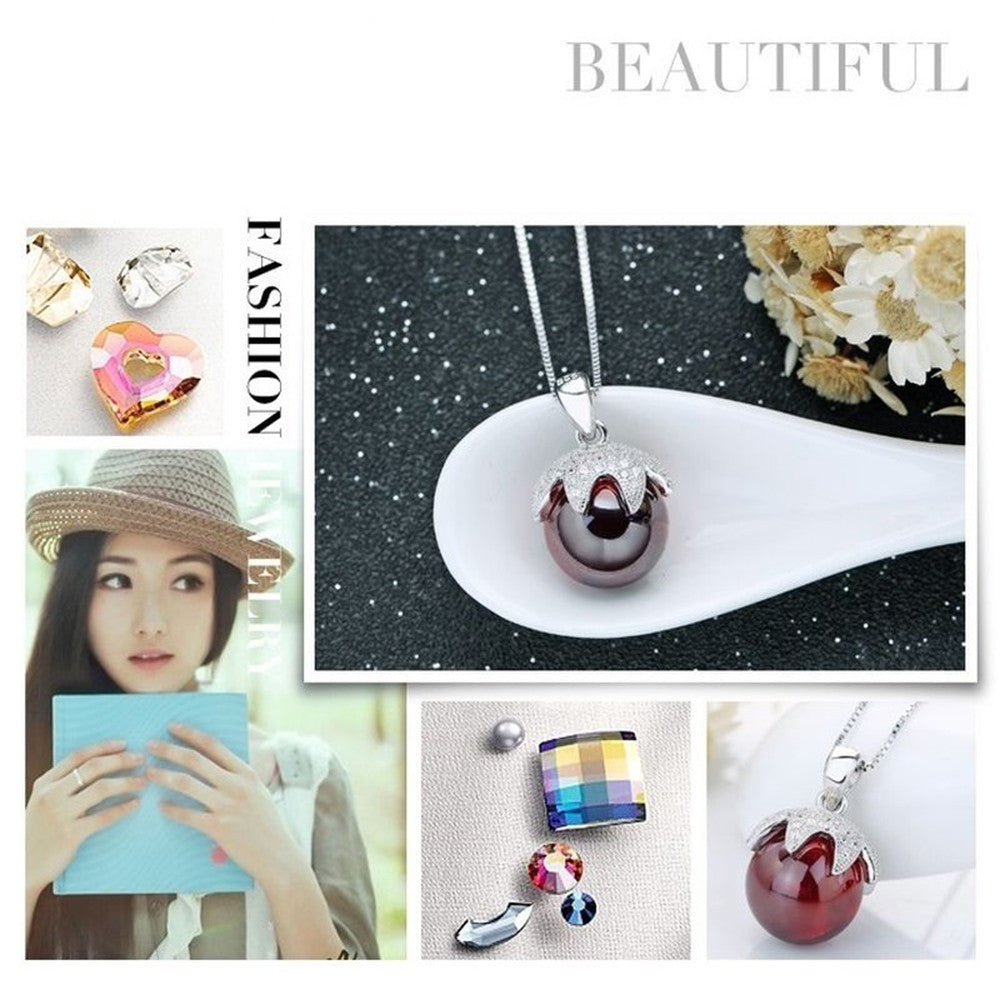 CYW explosion models genuine 925 sterling silver necklace large red crystal ball spot wholesale custom