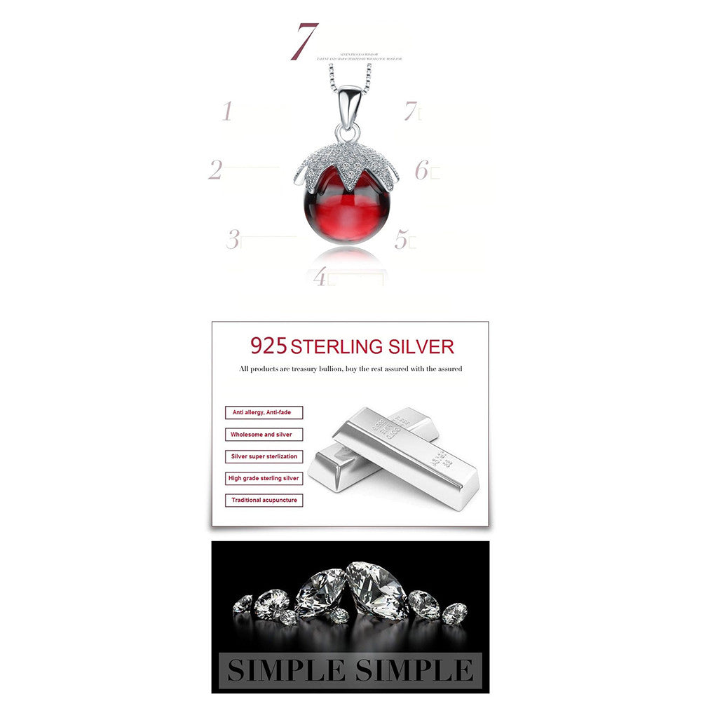 CYW explosion models genuine 925 sterling silver necklace large red crystal ball spot wholesale custom