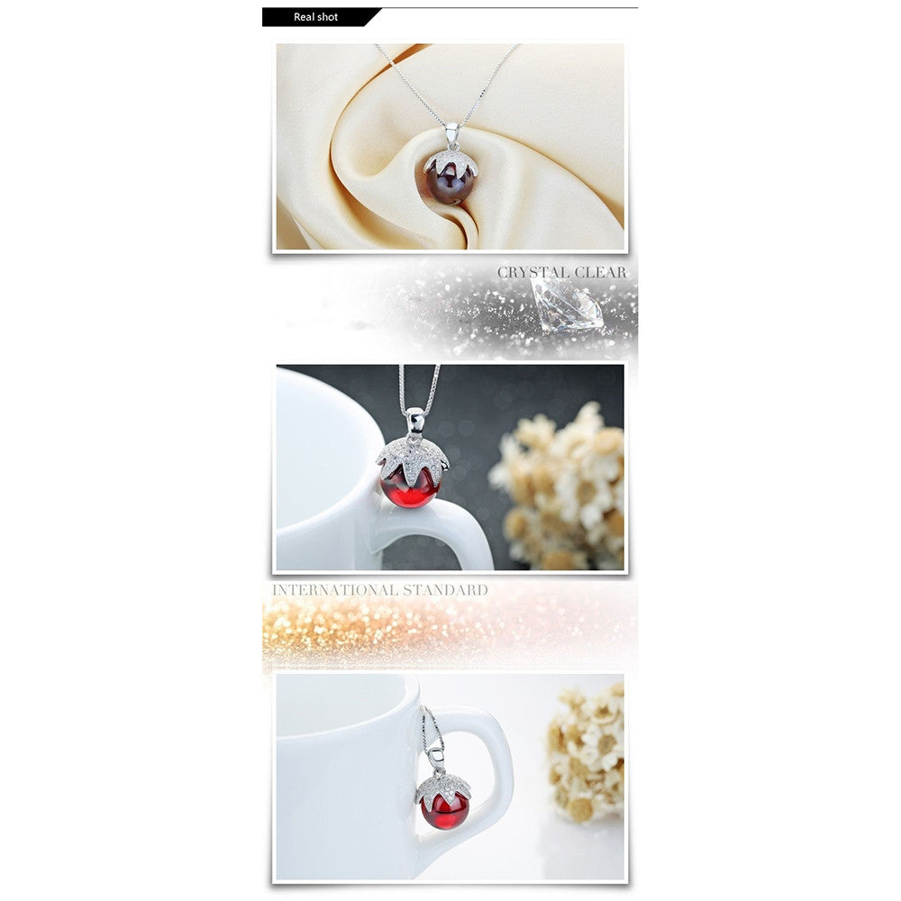CYW explosion models genuine 925 sterling silver necklace large red crystal ball spot wholesale custom