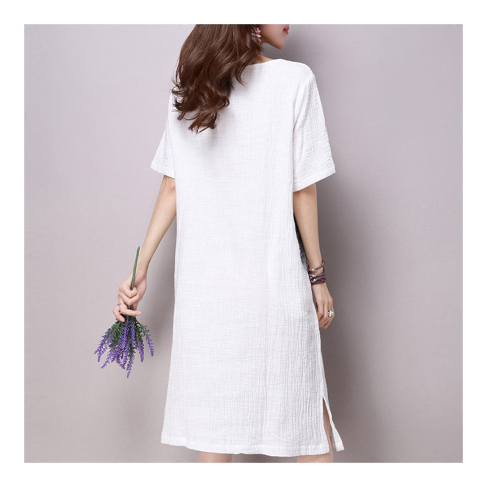 Ink and Wash Middle Long Dress Loose Plus Size   black   M - Mega Save Wholesale & Retail - 3