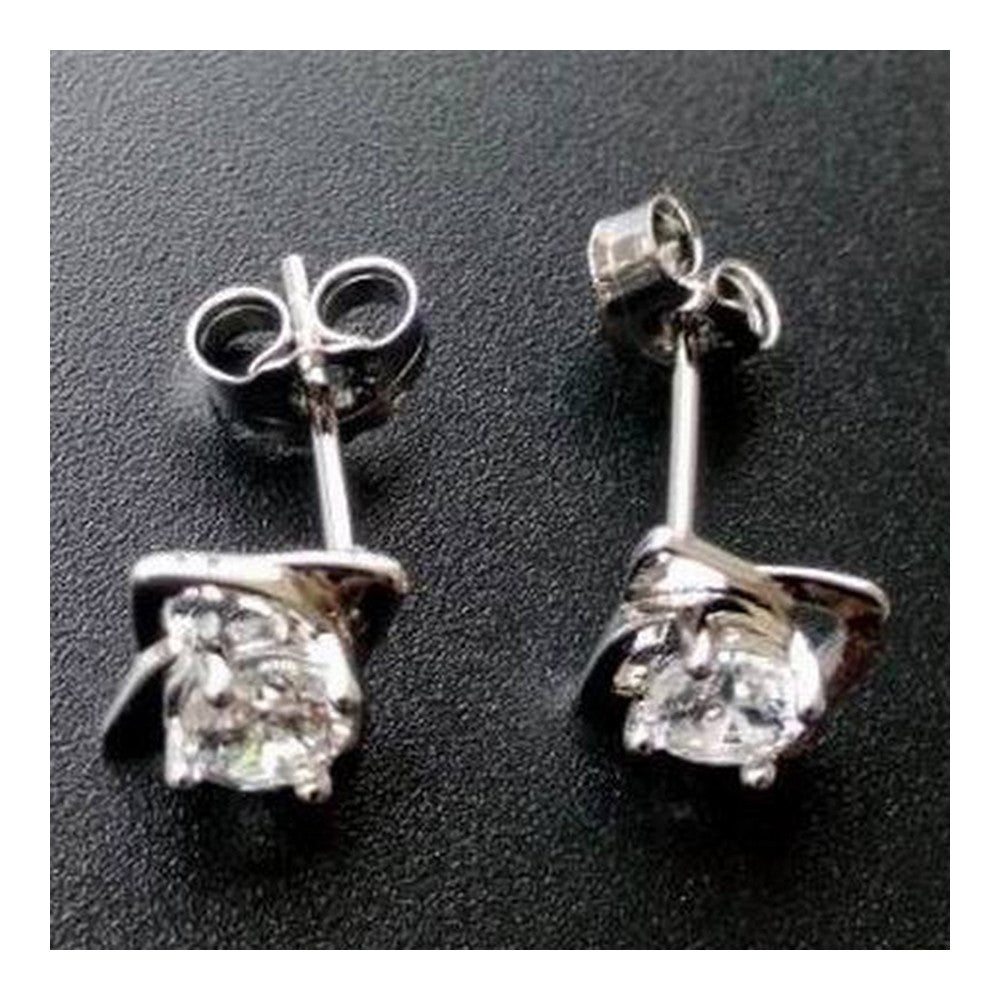 S925 Pure Silver Zircon Happy Clover Ear Studs - Mega Save Wholesale & Retail - 3