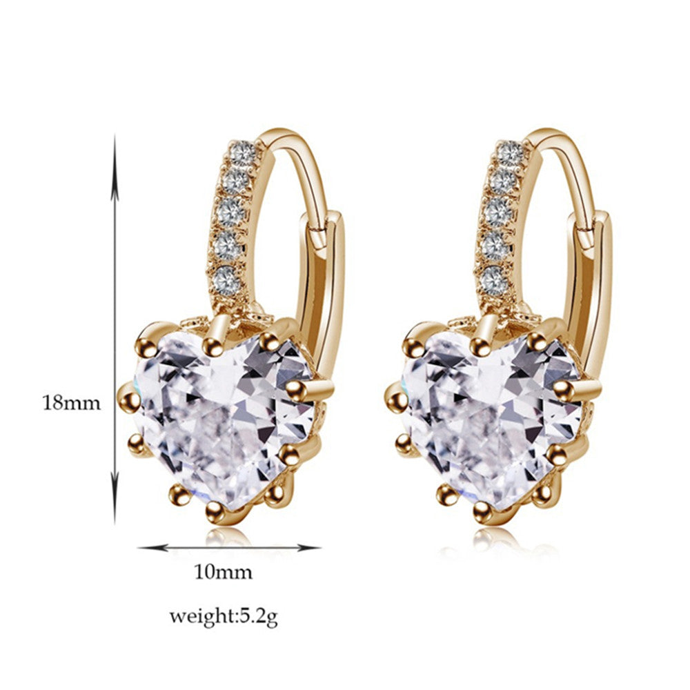 Peach Heart Zircon Earings   platinum plated blue zircon