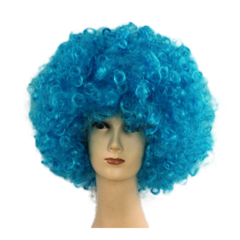 Fashion Afro Cosplay Curly Clown Party 70s Disco Cosplay Wig Cheering Squad Clown   skyblue - Mega Save Wholesale & Retail