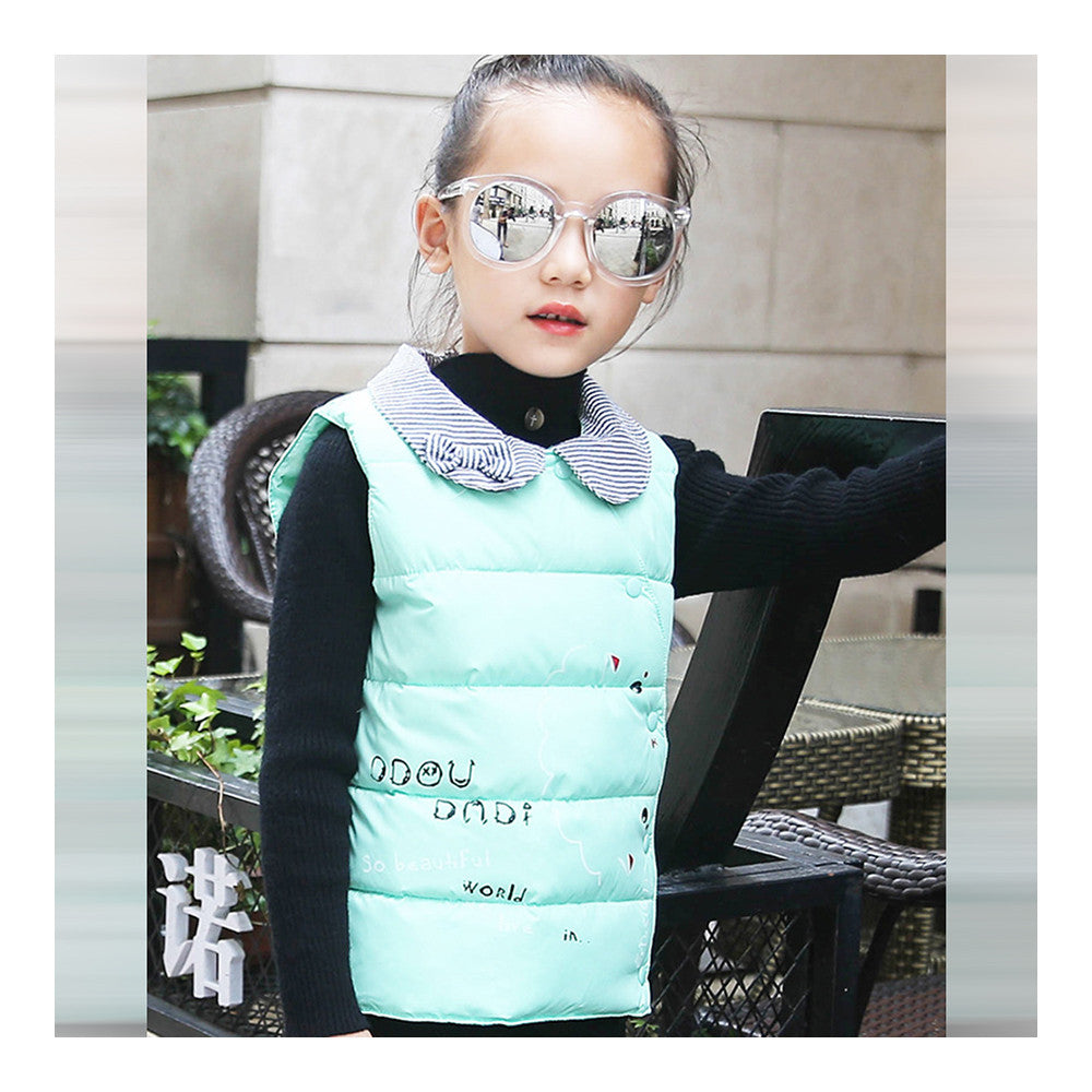 Woman Down Coat Vest Thick Waistcoat Children Garments   fruit green    100cm - Mega Save Wholesale & Retail - 2