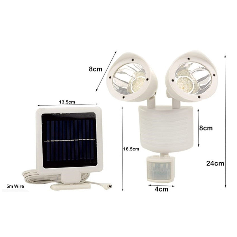 22 LED Adjustable Dual Solar Powered Garage Motion Sensor Security Flood Light    white - Mega Save Wholesale & Retail - 4
